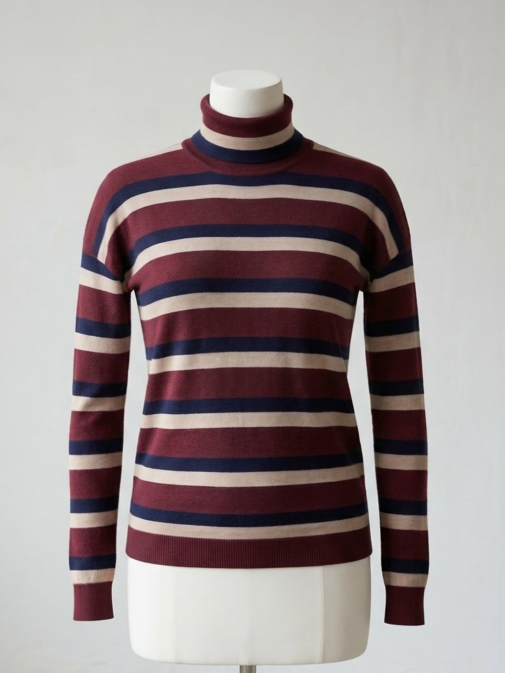 J. Crew Striped Merino Wool Turtleneck Sweater